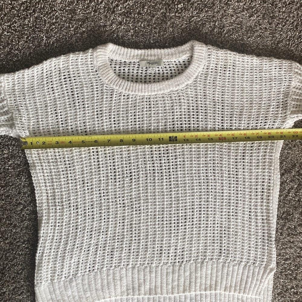 Madewell White Crochet Knit Open Lattice Long Sleeve Sweater, Women’s S - Picture 9 of 16